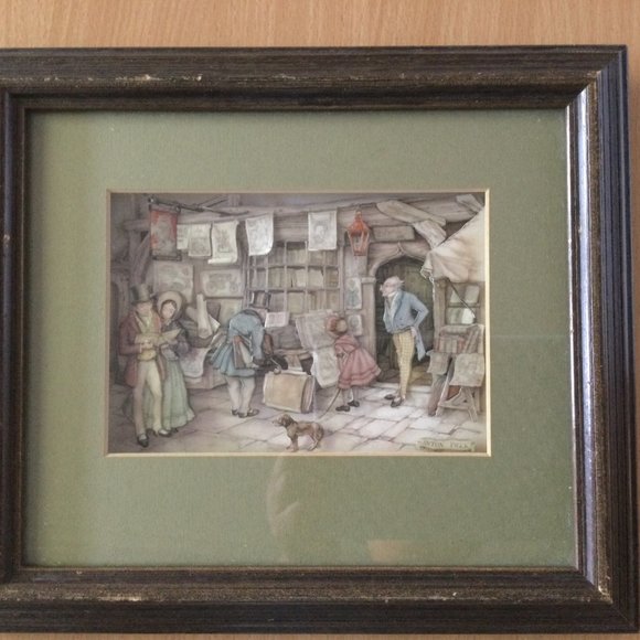 1970 Vintage Anton Pieck Victorian bookseller DAC NY 3D Shadow Box frame picture - Picture 3 of 4